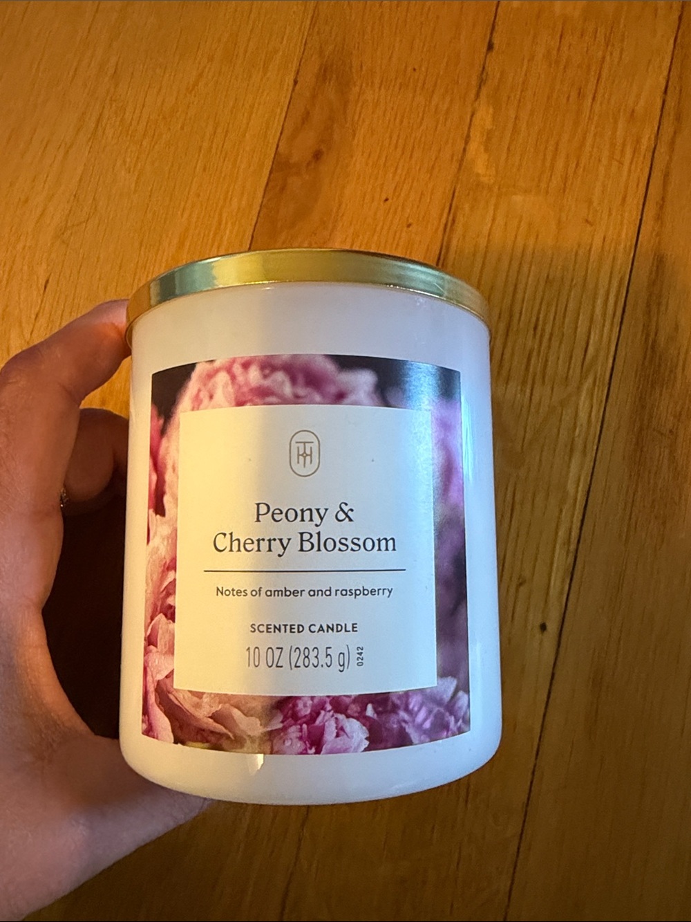 Threshold White Jar Candle with Gold Lid - Peony & Cherry Blossom